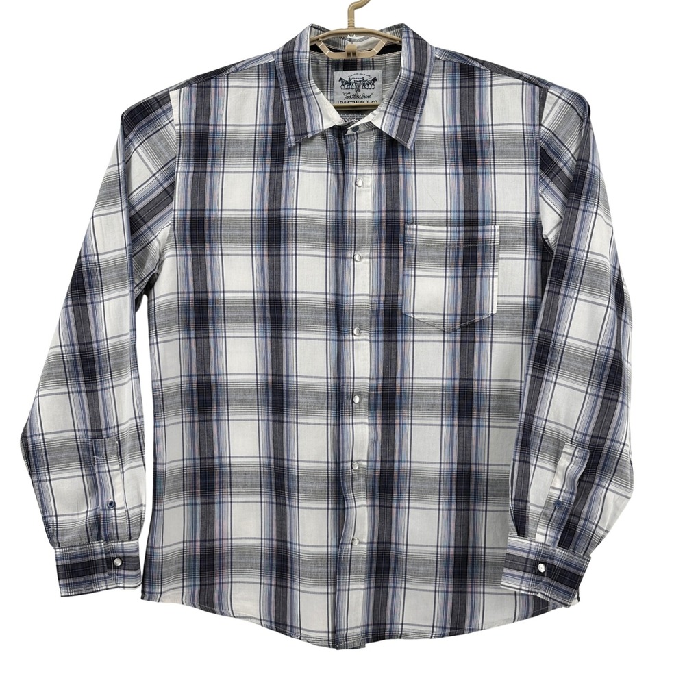 Levi Strauss & Co Shirt Mens‎ Large Blue Plaid Long Sleeve Pearl Snaps Western - Picture 2 of 10